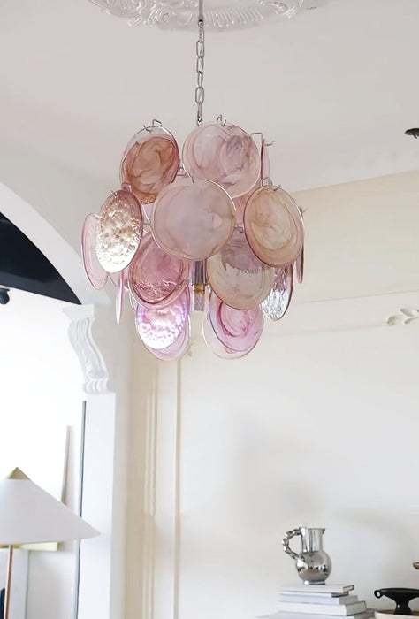 Pink Disc Glass Chandelier Vakkerlight