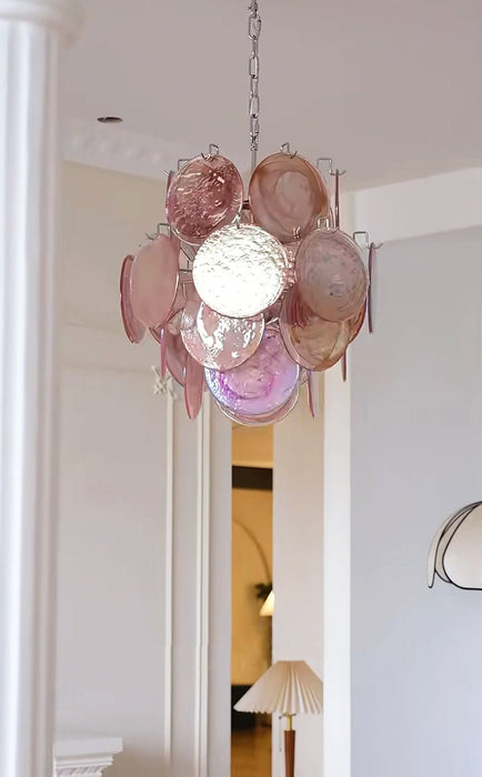 Pink Disc Glass Chandelier Vakkerlight
