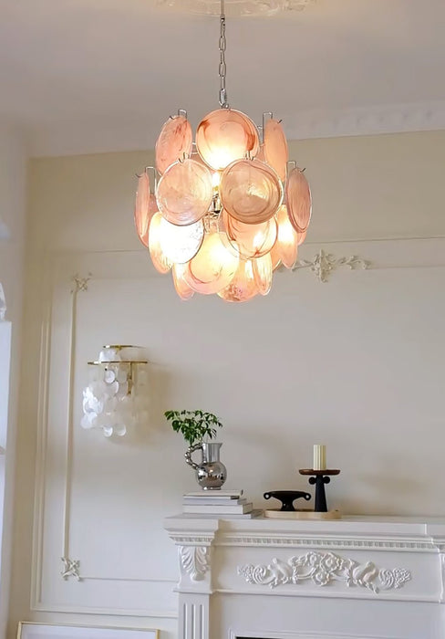 Pink Disc Glass Chandelier Vakkerlight