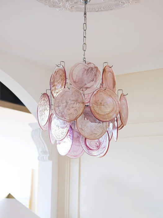 Pink Disc Glass Chandelier Vakkerlight