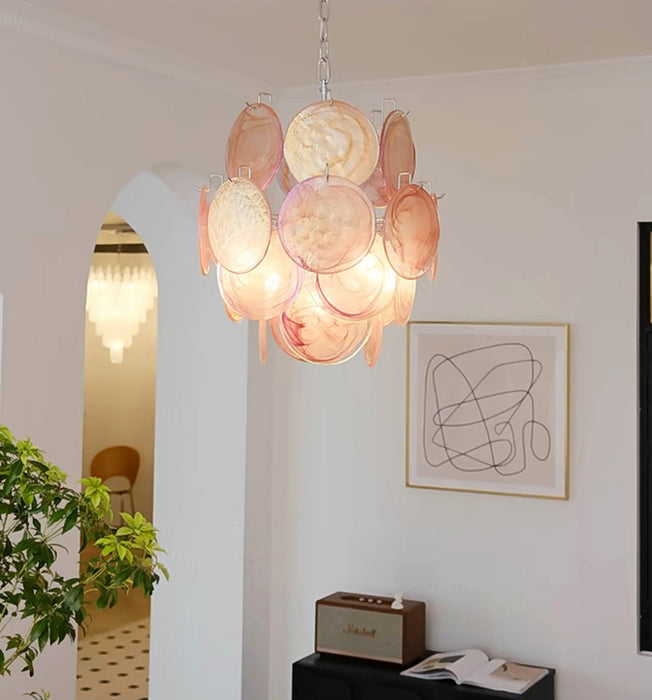 Pink Disc Glass Chandelier Vakkerlight