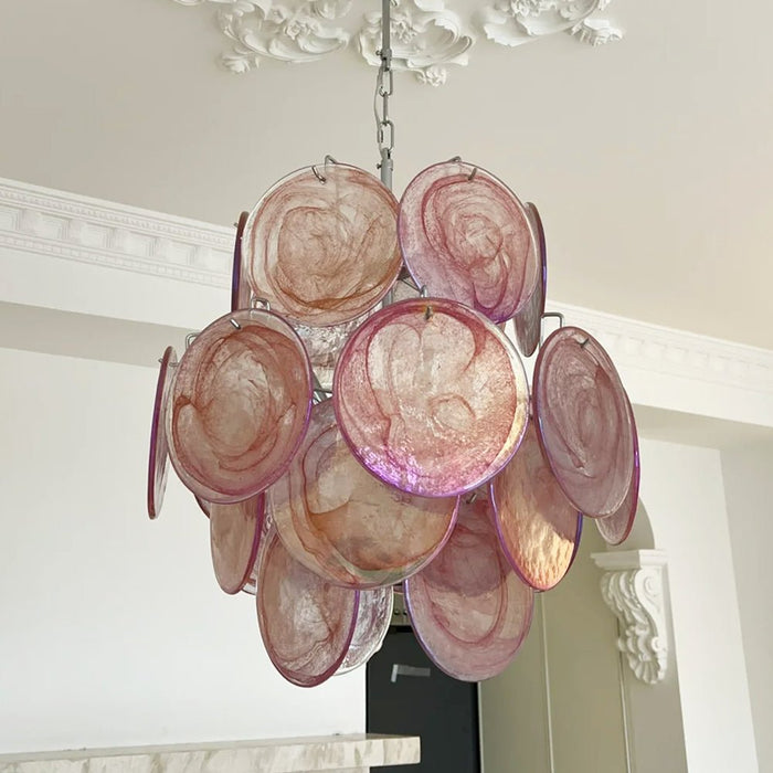 Pink Disc Glass Chandelier Vakkerlight