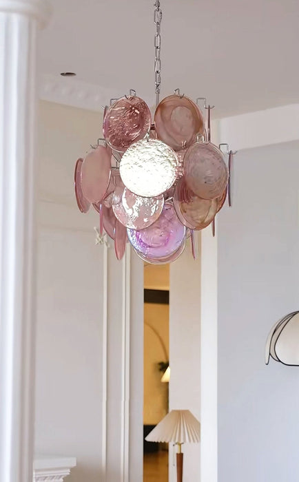 Pink Disc Glass Chandelier Vakkerlight