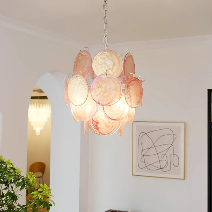 Pink Disc Glass Chandelier Vakkerlight