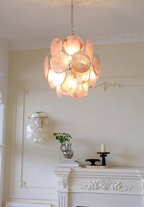 Pink Disc Glass Chandelier Vakkerlight