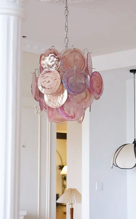 Pink Disc Glass Chandelier Vakkerlight