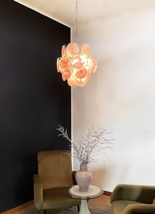 Pink Disc Glass Chandelier Vakkerlight