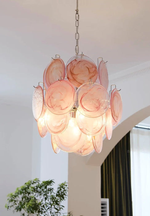 Pink Disc Glass Chandelier Vakkerlight