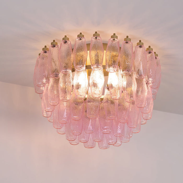 Poliedri Glass Pink Ceiling Light Vakkerlight