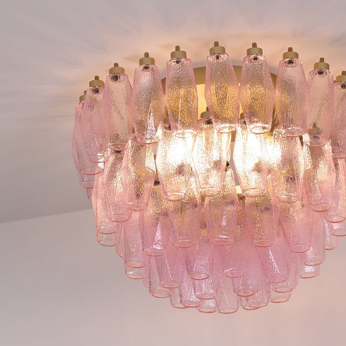 Poliedri Glass Pink Ceiling Light Vakkerlight