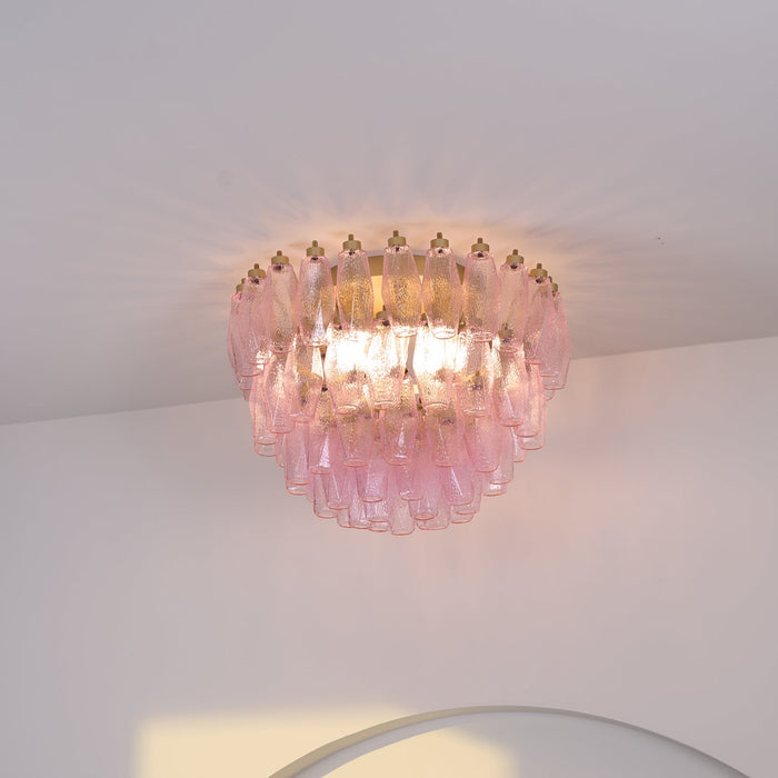 Poliedri Glass Pink Ceiling Light Vakkerlight