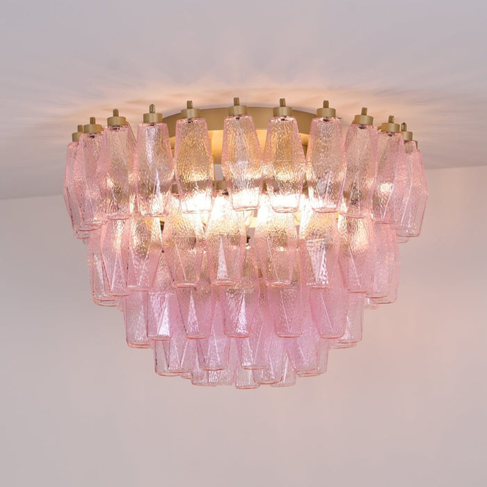 Poliedri Glass Pink Ceiling Light Vakkerlight