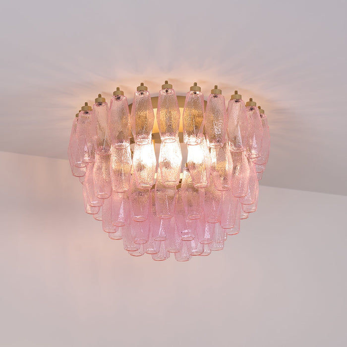 Poliedri Glass Pink Ceiling Light Vakkerlight