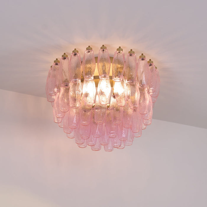 Poliedri Glass Pink Ceiling Light Vakkerlight