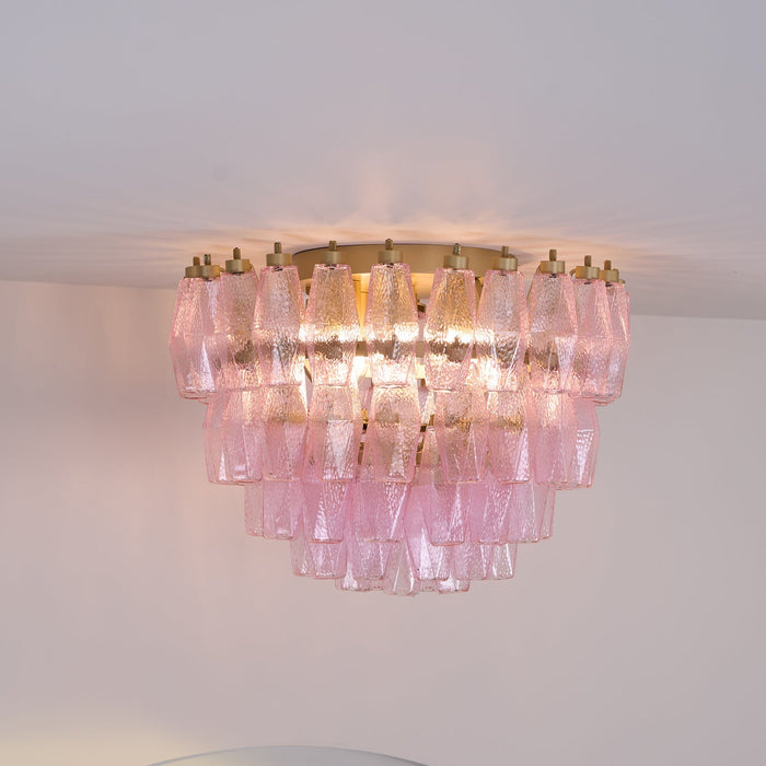 Poliedri Glass Pink Ceiling Light Vakkerlight