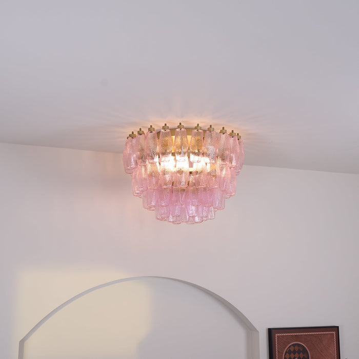 Poliedri Glass Pink Ceiling Light Vakkerlight