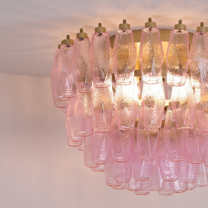 Poliedri Glass Pink Ceiling Light Vakkerlight