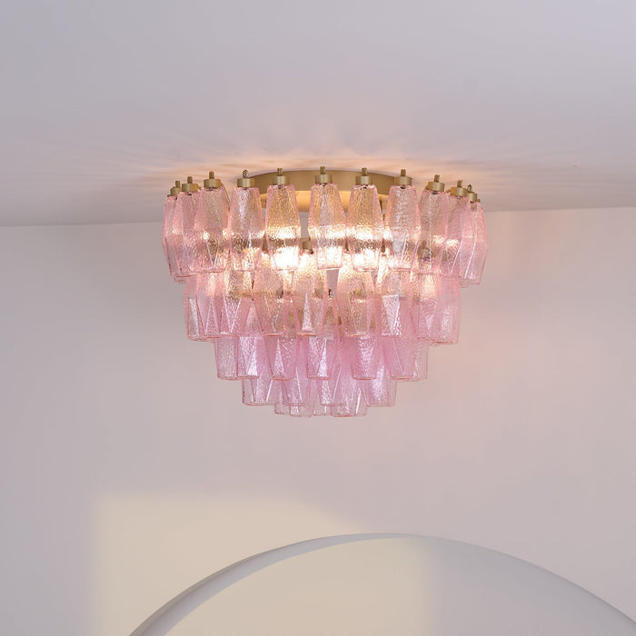Poliedri Glass Pink Ceiling Light Vakkerlight