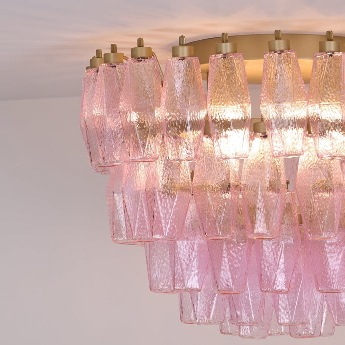 Poliedri Glass Pink Ceiling Light Vakkerlight