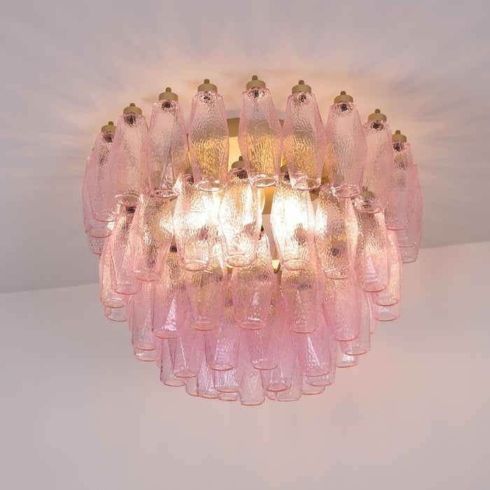 Poliedri Glass Pink Ceiling Light Vakkerlight