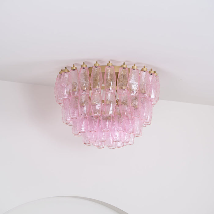 Poliedri Glass Pink Ceiling Light Vakkerlight