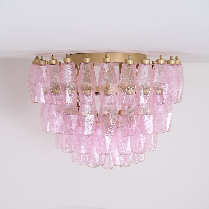 Poliedri Glass Pink Ceiling Light Vakkerlight