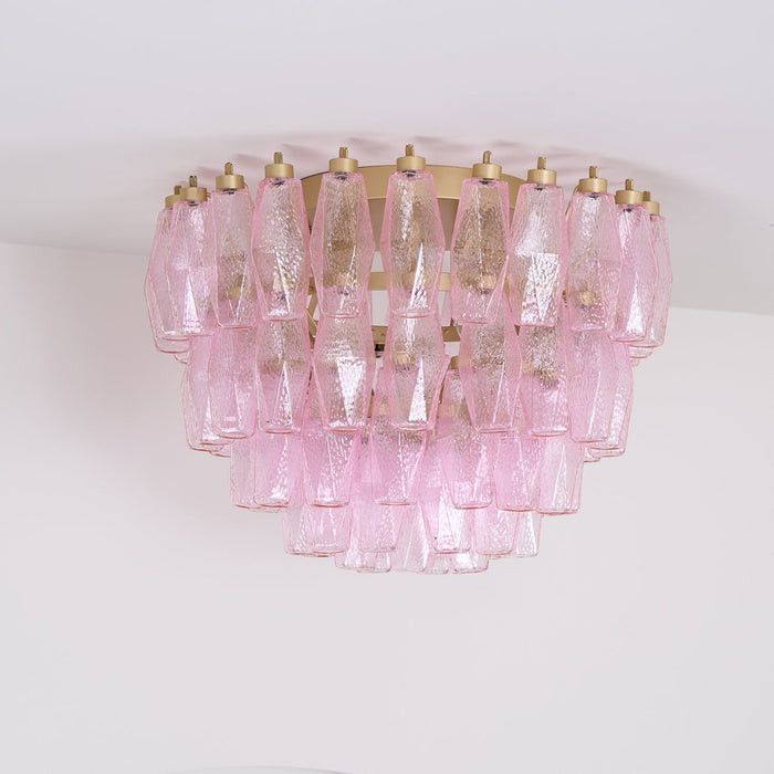 Poliedri Glass Pink Ceiling Light Vakkerlight