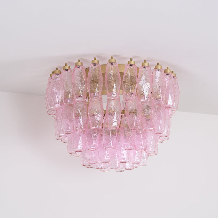 Poliedri Glass Pink Ceiling Light Vakkerlight