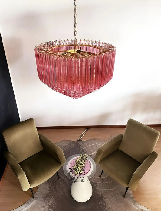 Prism Pink Glass Chandelier Vakkerlight