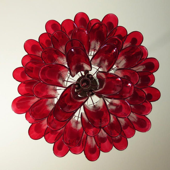 Red Glass Petals Chandelier Vakkerlight
