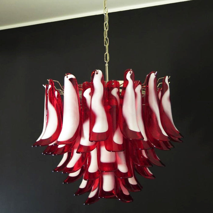 Red Glass Petals Chandelier Vakkerlight