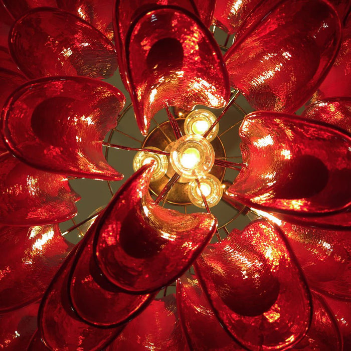 Red Glass Petals Chandelier Vakkerlight