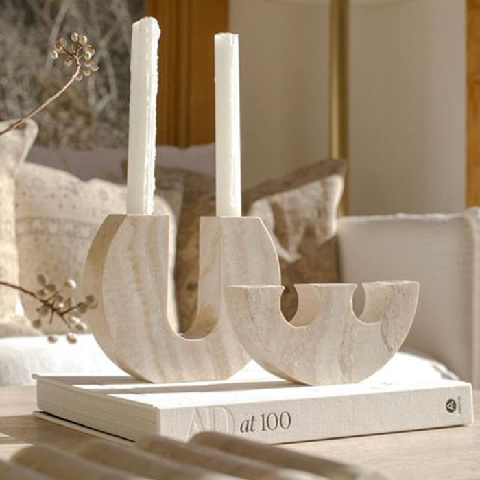 Rowan Yellow Travertine Candle Holder Vakkerlight