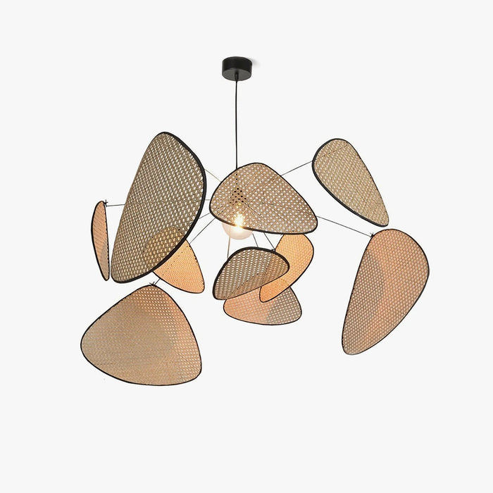Screen Cannage Suspension Rattan Petal Pendant Lamp