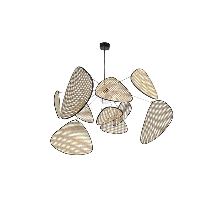 Screen Cannage Suspension Rattan Petal Pendant Lamp