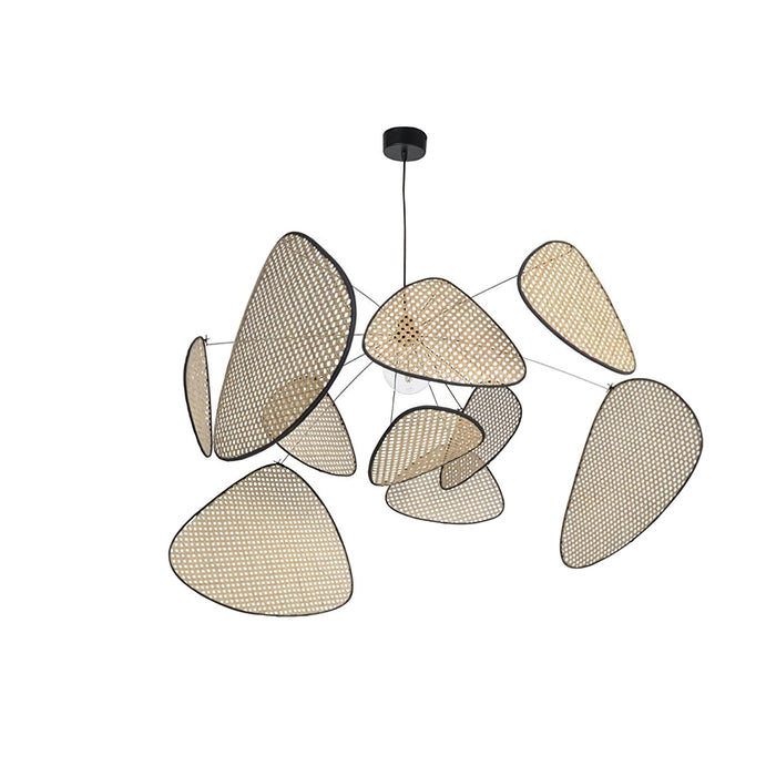 Screen Cannage Suspension Rattan Petal Pendant Lamp