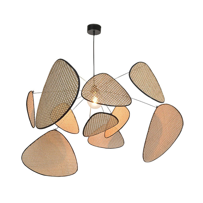 Screen Cannage Suspension Rattan Petal Pendant Lamp