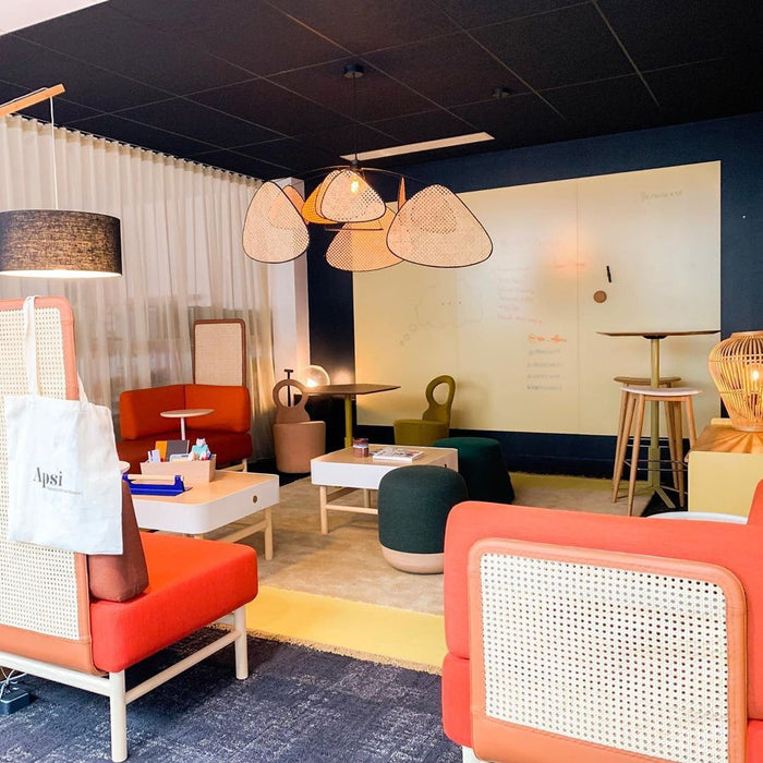 Screen Cannage Suspension Rattan Petal Pendant Lamp