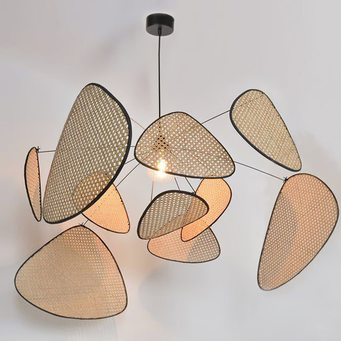 Screen Cannage Suspension Rattan Petal Pendant Lamp