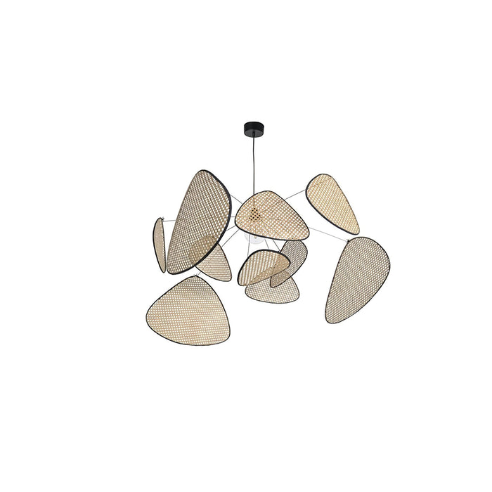 Screen Cannage Suspension Rattan Petal Pendant Lamp