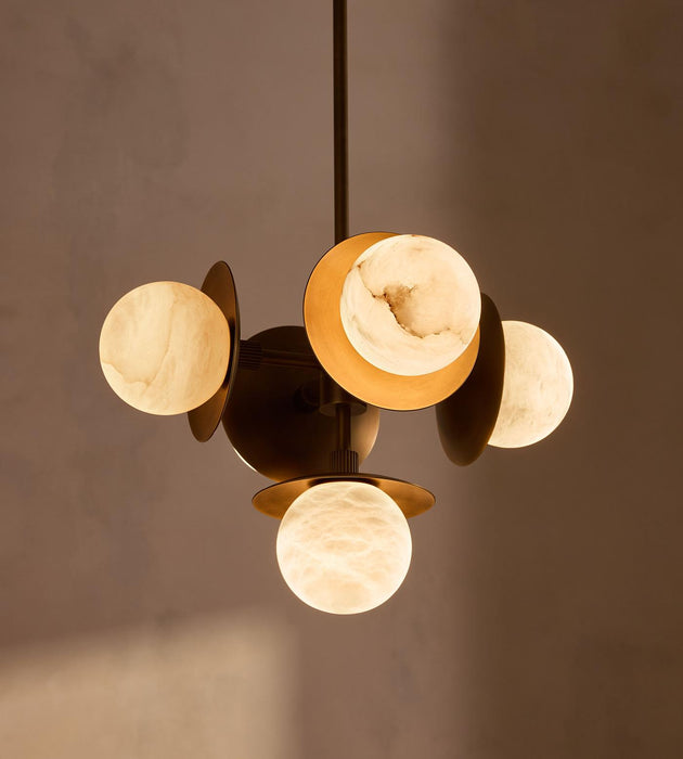 Snowflake Alabaster Orb Chandelier Vakkerlight