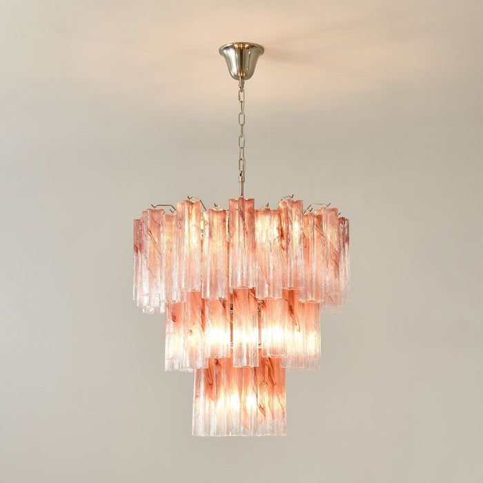 Pink Glass Tubes Chandelier Vakkerlight