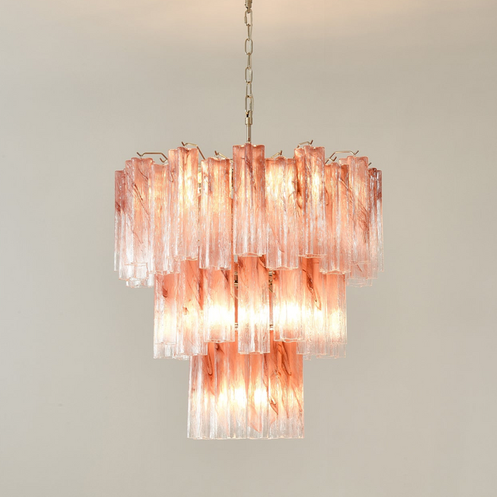 Pink Glass Tubes Chandelier Vakkerlight