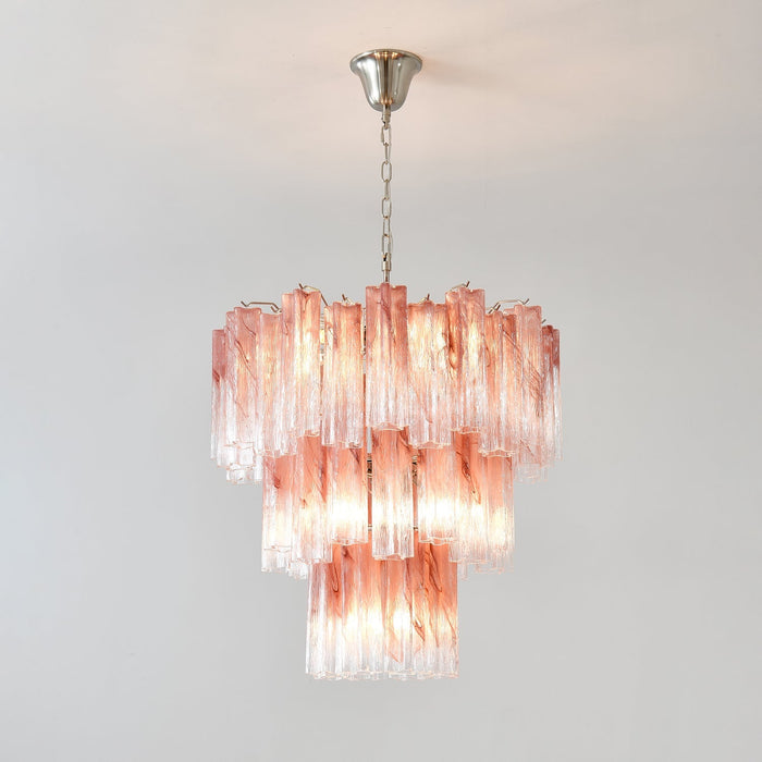 Pink Glass Tubes Chandelier Vakkerlight