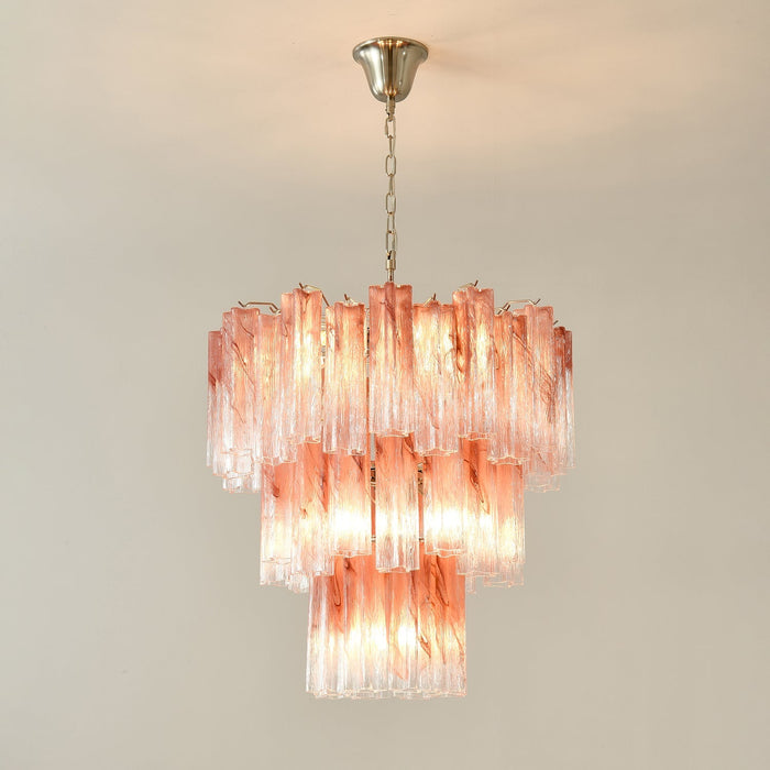 Pink Glass Tubes Chandelier Vakkerlight