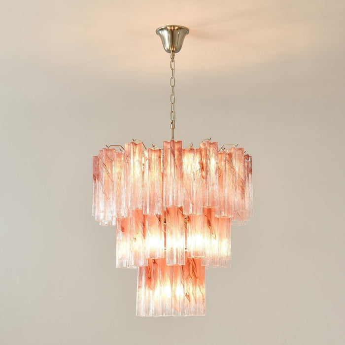 Pink Glass Tubes Chandelier Vakkerlight