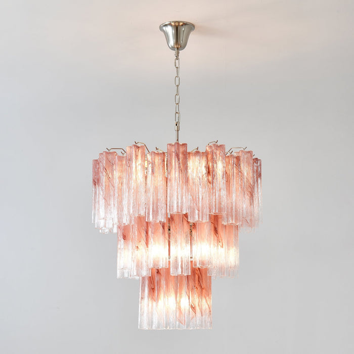 Pink Glass Tubes Chandelier Vakkerlight