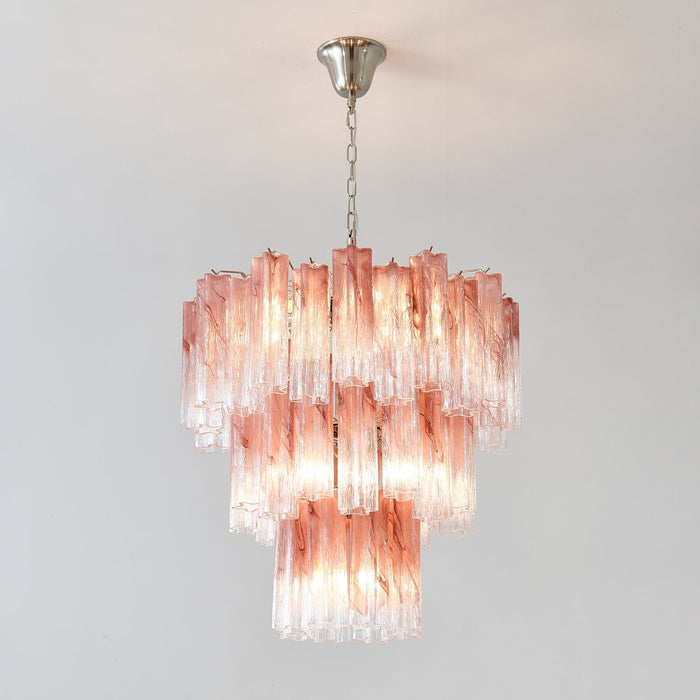 Pink Glass Tubes Chandelier Vakkerlight