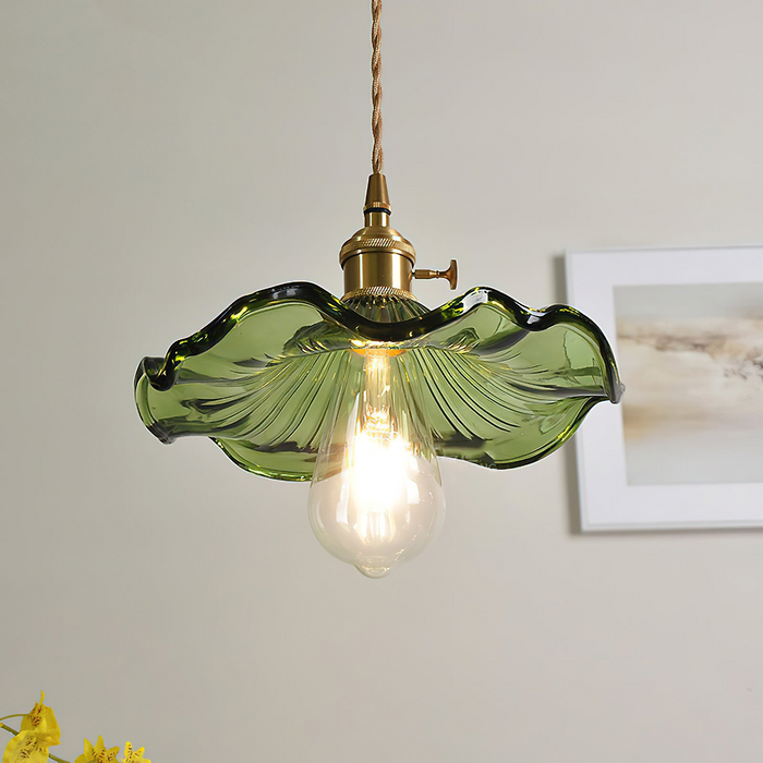 Stylish Hibiscus Flower Glass Pendant Light