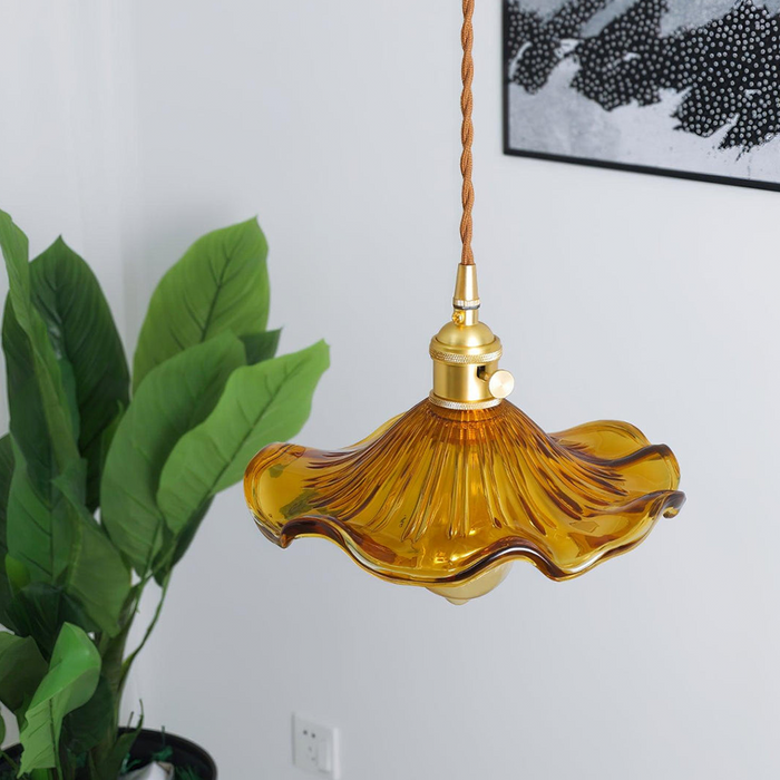 Stylish Hibiscus Flower Glass Pendant Light